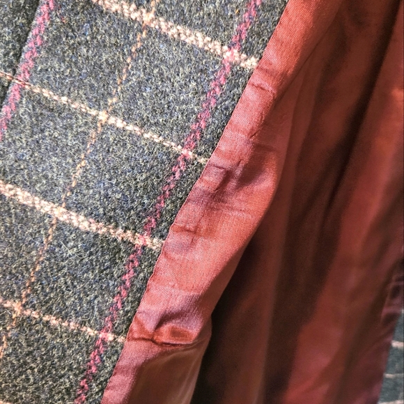 Grey Wool Blazer with Rose/Purple Plaid Size 12. 80's by Boston Traveler - Picture 7 of 7